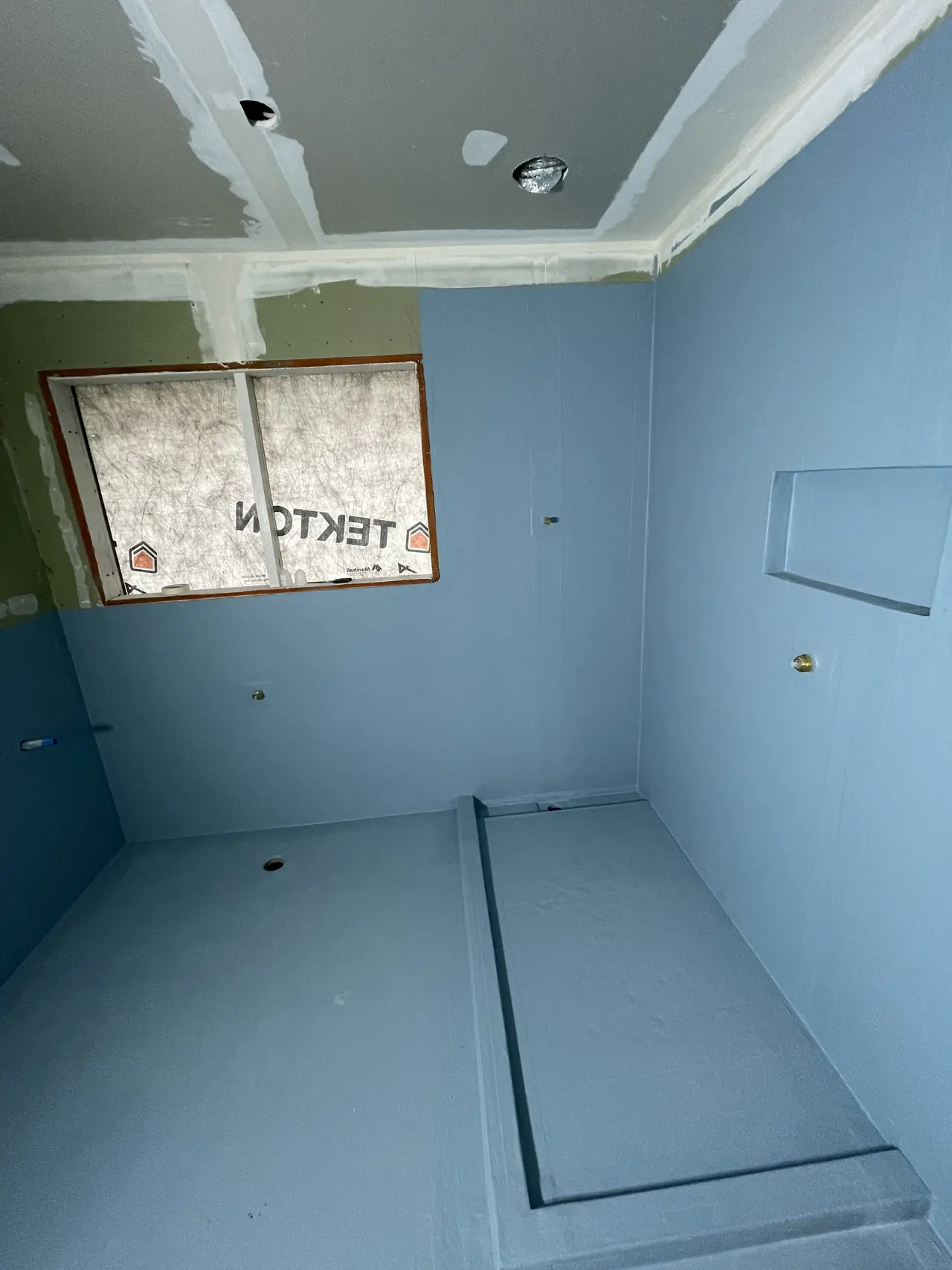 Bathroom waterproofing membrane with shower falls